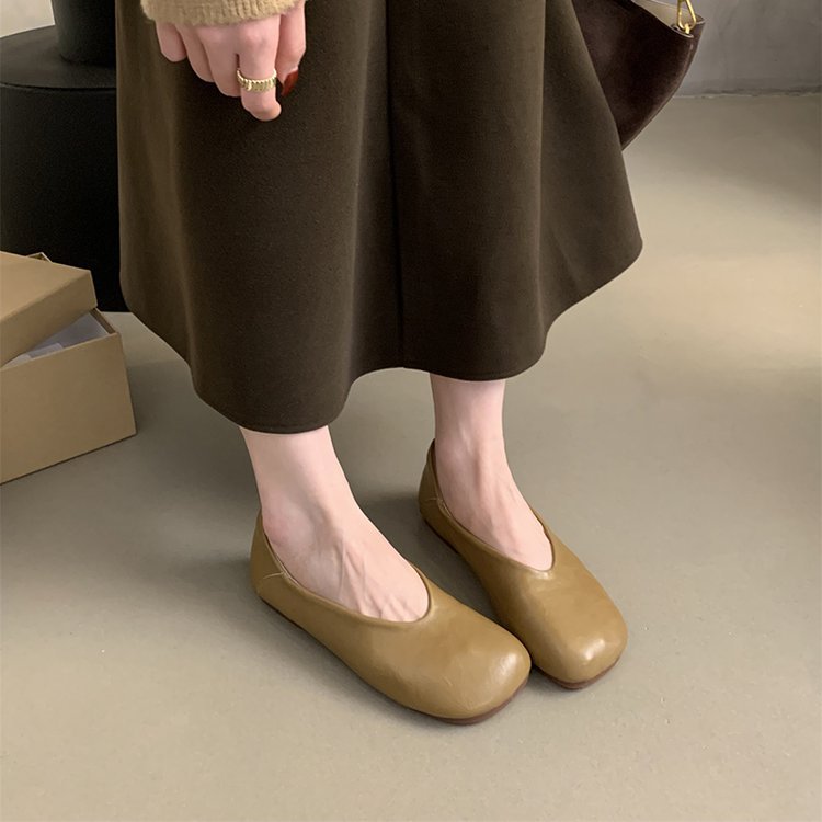 Damen Ballerina-Pantoletten mit weichem Leder und bequemem Fußbett Drune
