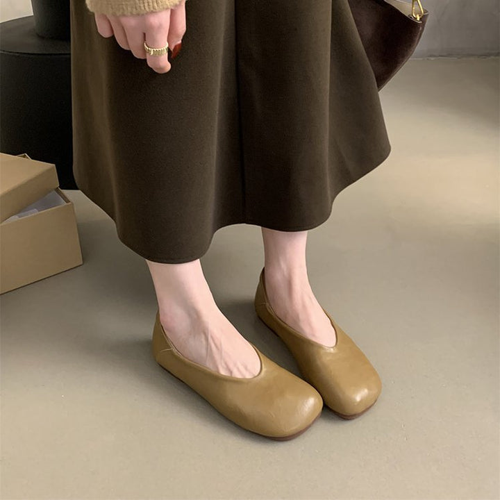 Damen Ballerina-Pantoletten mit weichem Leder und bequemem Fußbett Drune