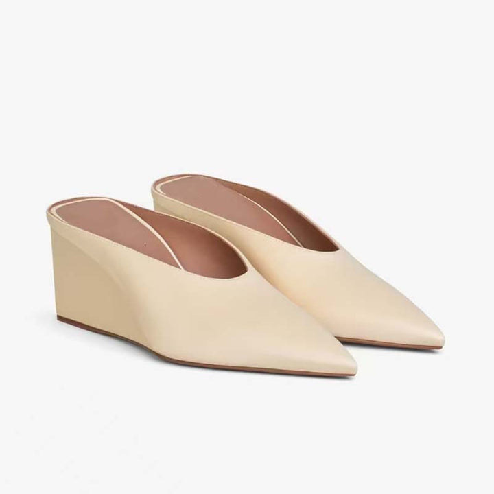 Damen Chic Pointed-Toe Wedge Mules mit schlankem Design Drune
