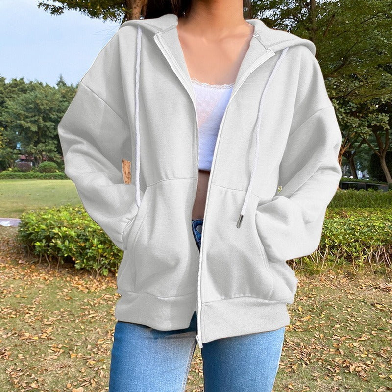 Damen lässige Kapuzenjacke mit großzügigen Taschen Drune