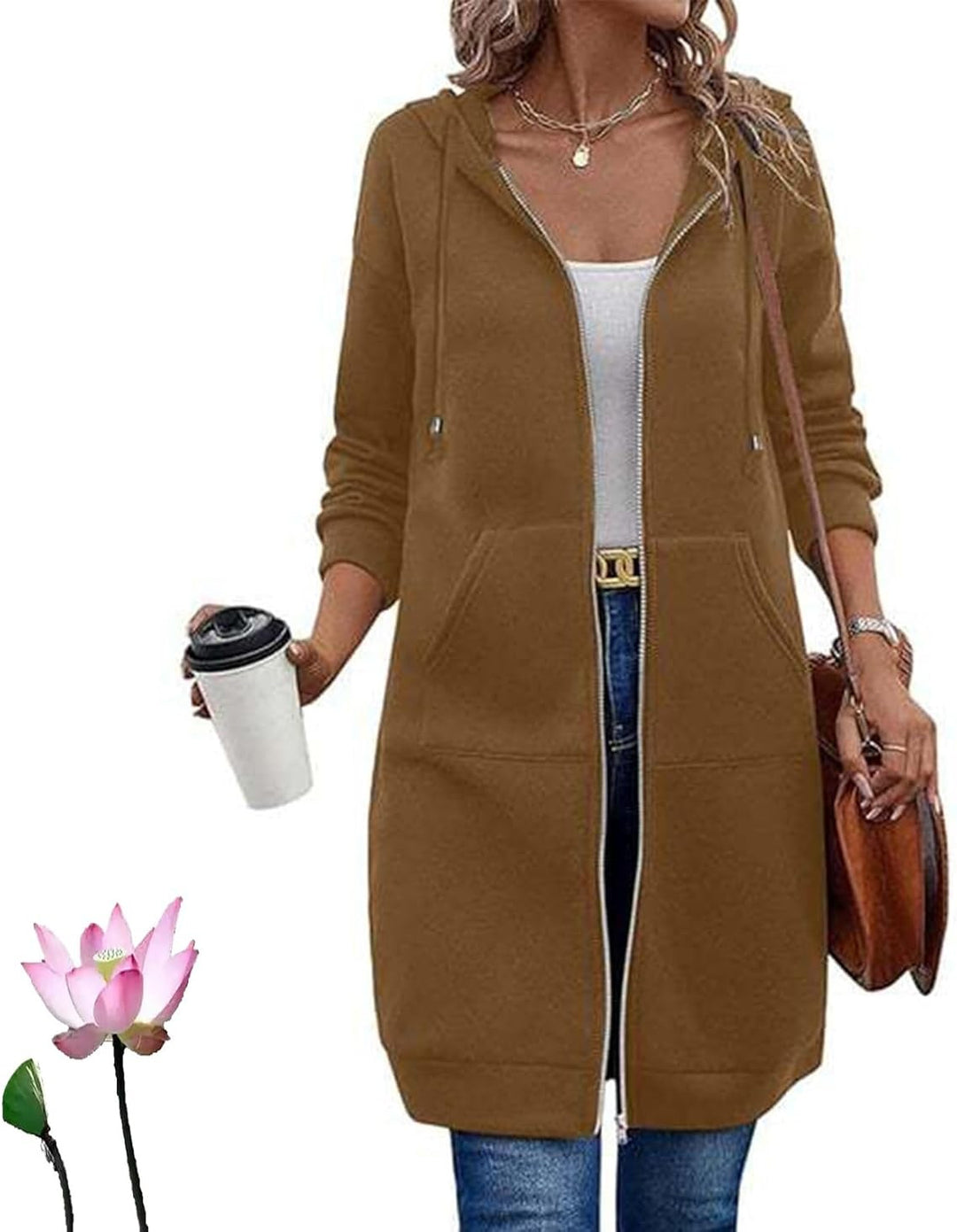 Damen Lässige Langarm Hoodie-Jacke