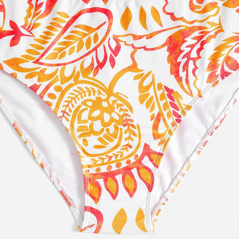 Damen Triangel-Bikini mit fröhlichem Blumenmuster und eleganten Rüschendetails Drune