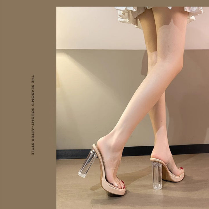 Damen Transparente Absatzsandalen mit klarem Blockabsatz und komfortablem Fußbett Drune
