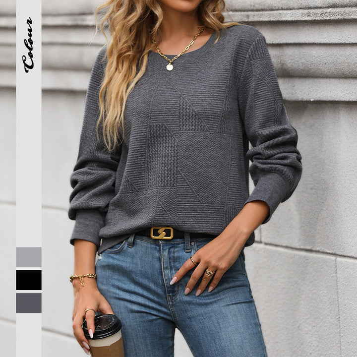Damen Bequemer Strickpullover mit strukturiertem Design Drune