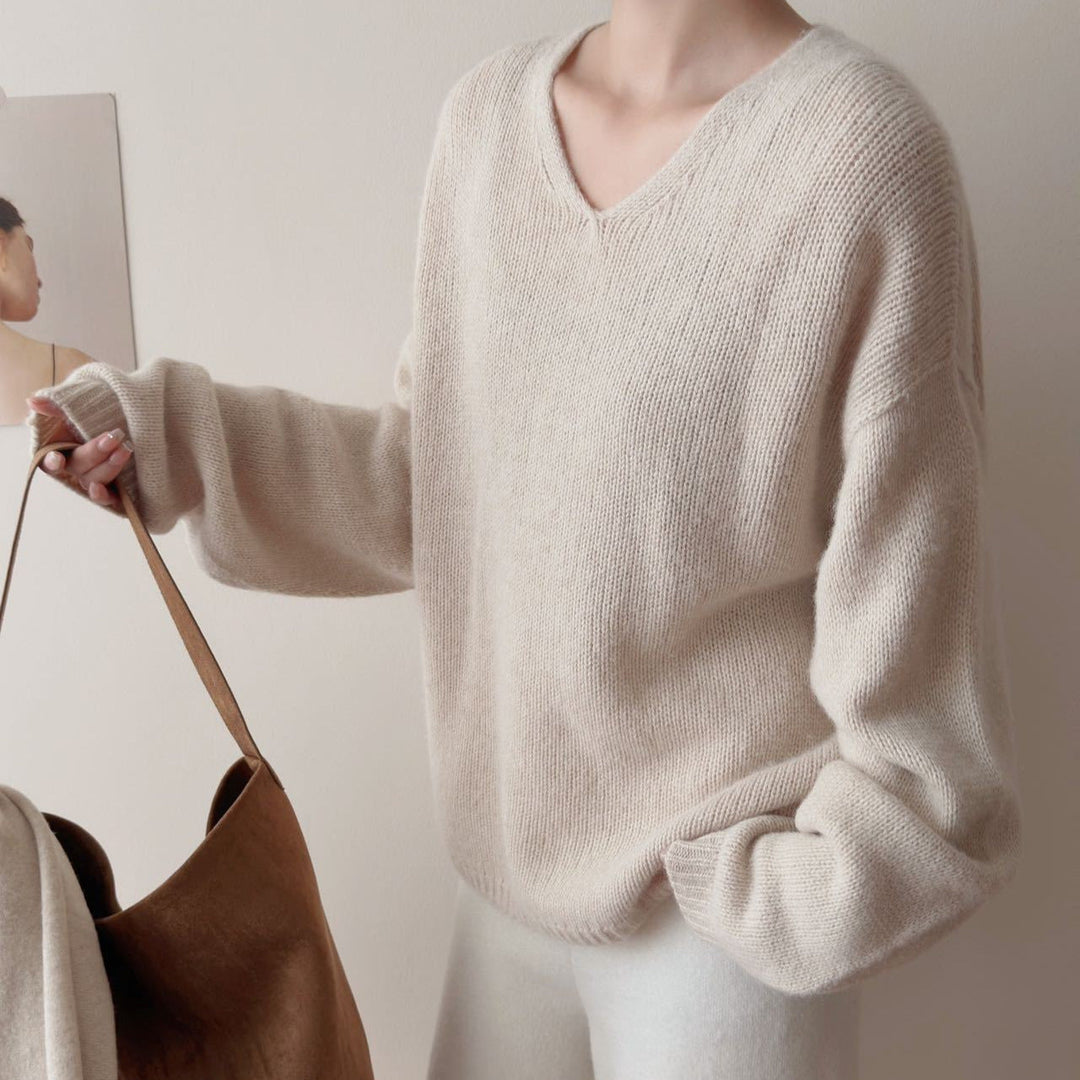 Femme Luxuriöser V-Ausschnitt Pullover Drune