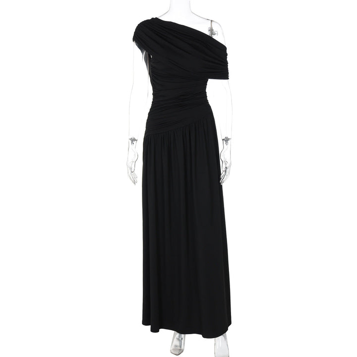Damen Elegantes asymmetrisches Maxikleid mit Raffungen Drune