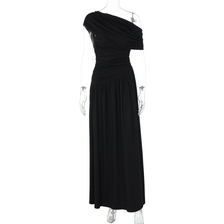 Damen Elegantes asymmetrisches Maxikleid mit Raffungen Drune