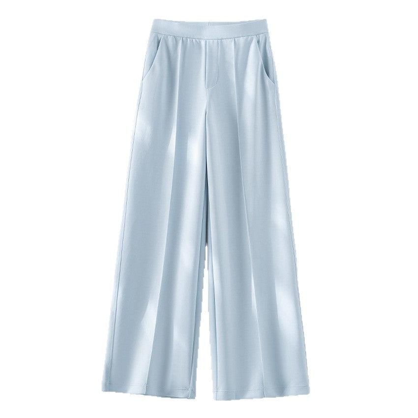 Damen Weite Highwaist-Hose mit Bügelfalte, elastischem Bund und Eingrifftaschen Drune