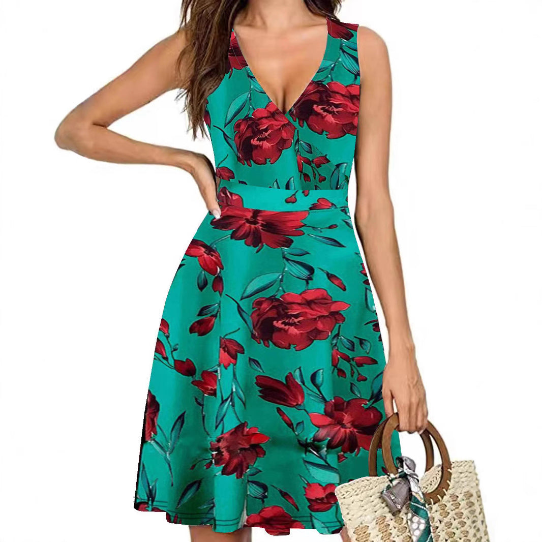 Damen Wickelkleid mit floralem Muster und schwingendem Rock Drune
