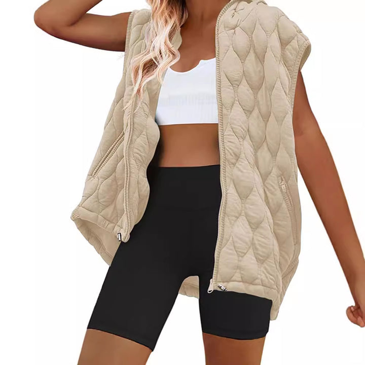 Damen Weste mit Kapuze und gestepptem Design Drune