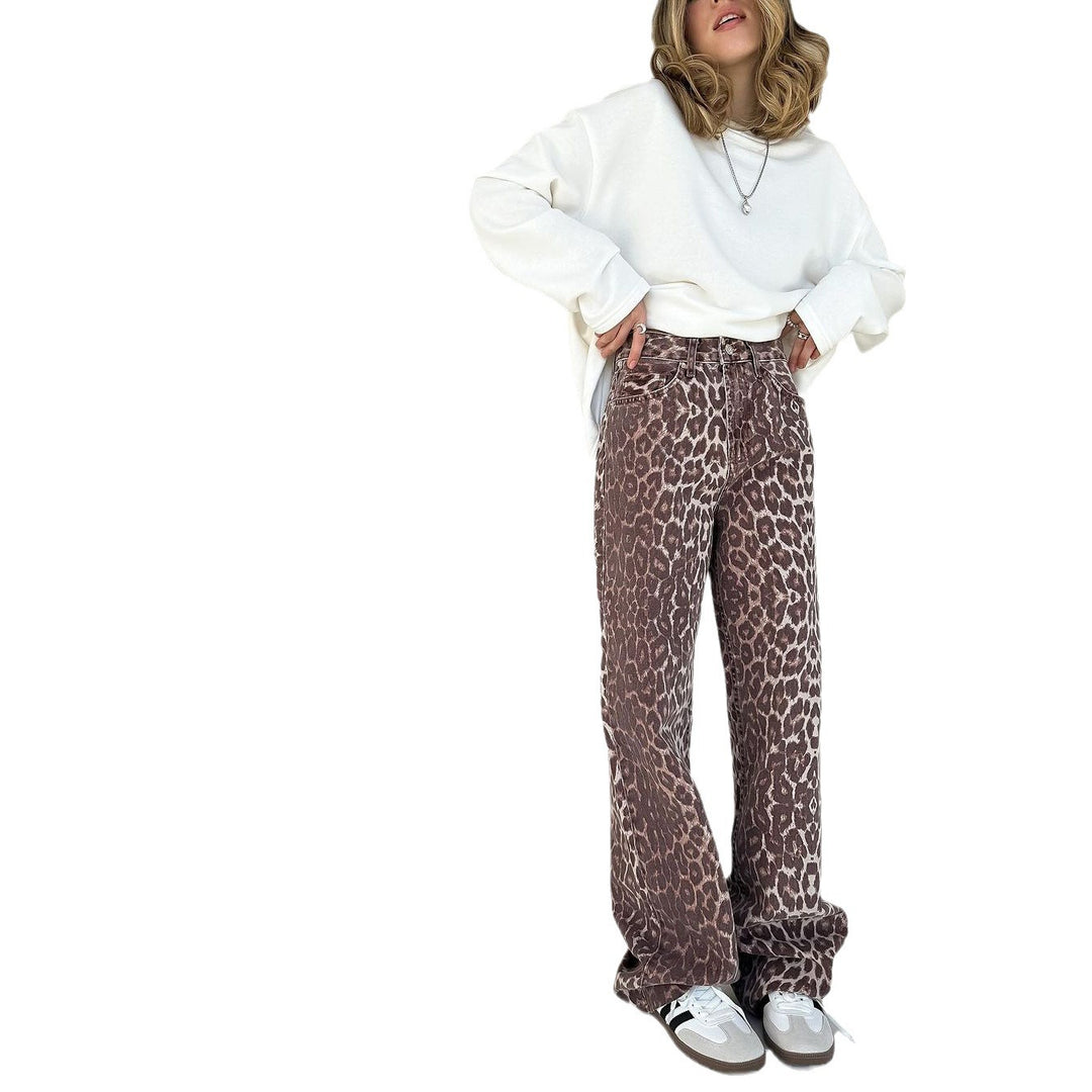 Damen weit geschnittene Jeans im angesagten Leopardenmuster Drune