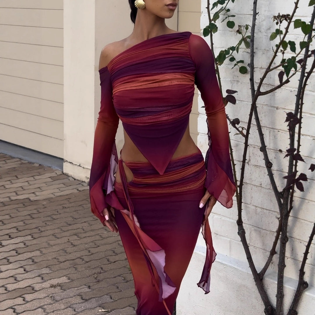 Damen Asymmetrisches Maxikleid mit raffinierten Cut-Outs und innovativem Design Drune