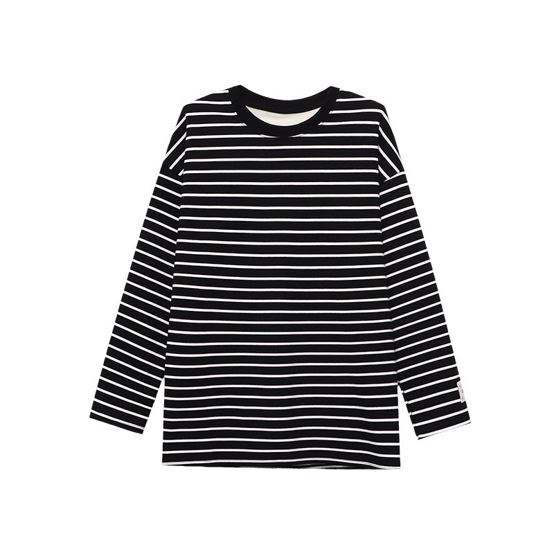 Damen gestreiftes Langarmshirt aus weichem Baumwollmix Drune