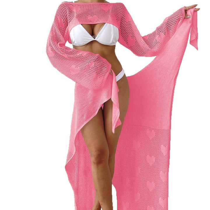 Damen Transparenter Strandsarong mit Herzen Drune