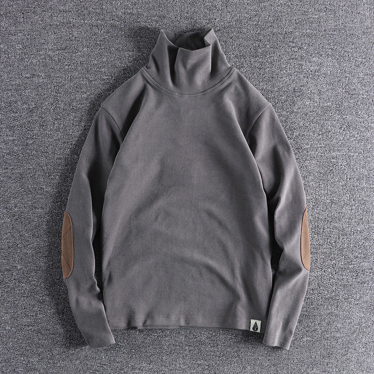 Herren Stehkragenpullover aus hochwertigem Fleece mit kontrastierenden Ellbogenpatches Drune