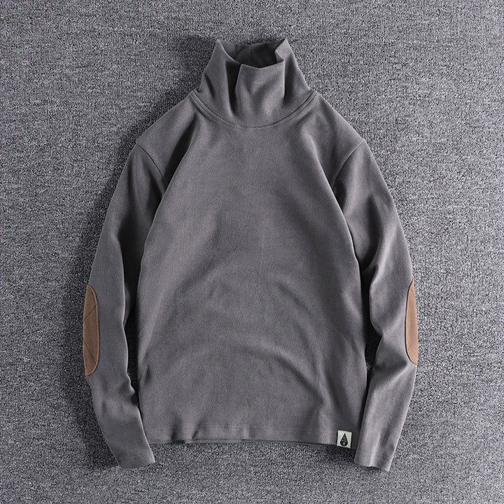 Herren Stehkragenpullover aus hochwertigem Fleece mit kontrastierenden Ellbogenpatches Drune