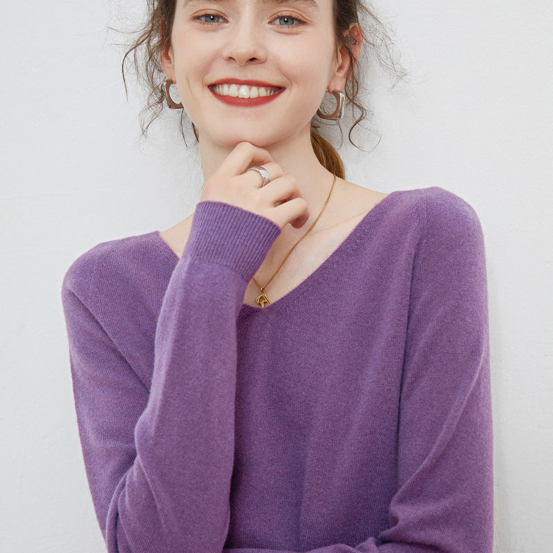 Damen Kuscheliger V‑Ausschnitt Feinstrickpullover aus Mohair‑Mix mit flauschiger Oberfläche Drune
