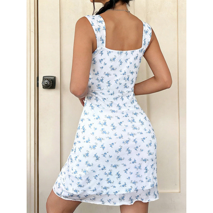 Damen Schulterfreies Sommerkleid mit floralen Akzenten und dekorativen Schleifen Drune