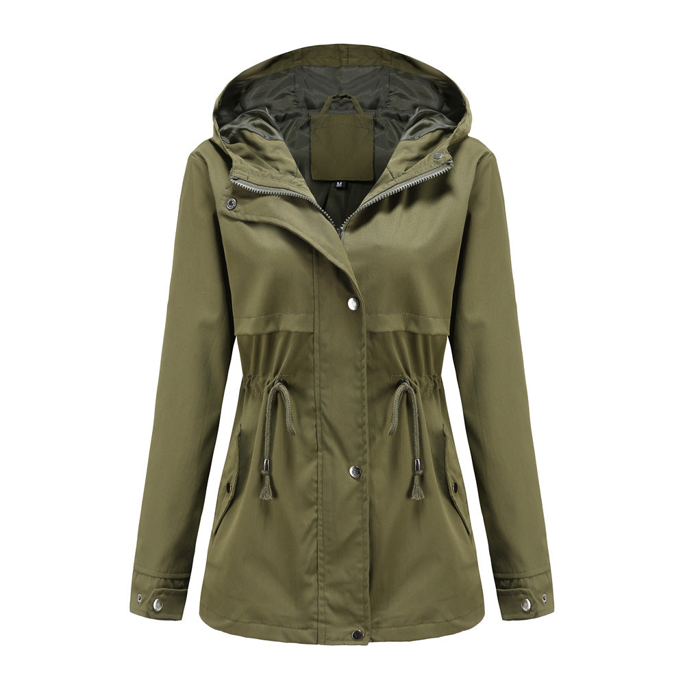 Damen nan wasserabweisender Parka mit taillenkordel und asymmetrischem Saum Drune