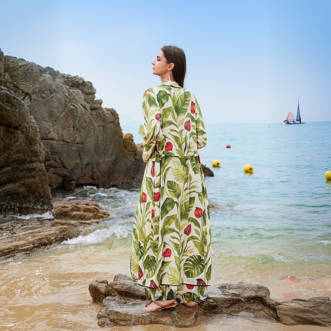 Damen luftiger Kimono mit floralen Mustern Drune