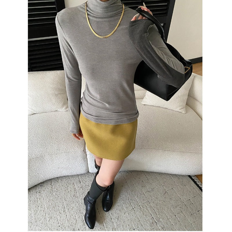 Damen komfortabler Rollkragenpullover aus feinem Material Drune