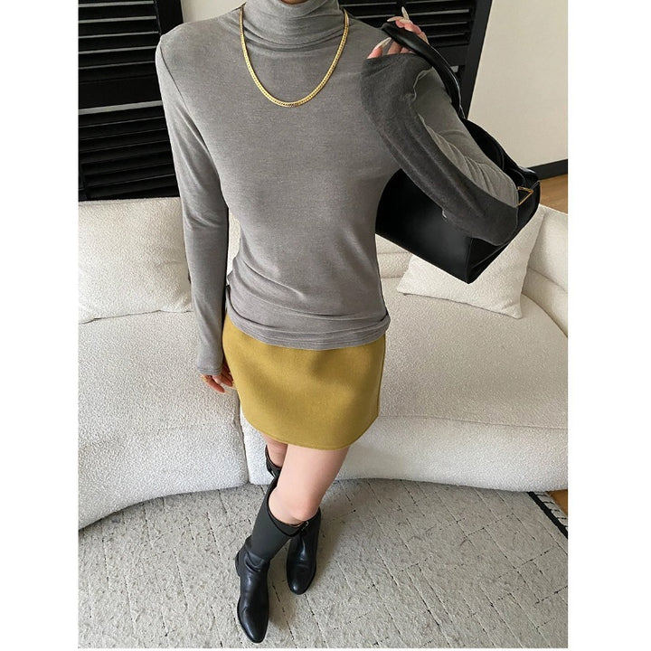 Damen komfortabler Rollkragenpullover aus feinem Material Drune