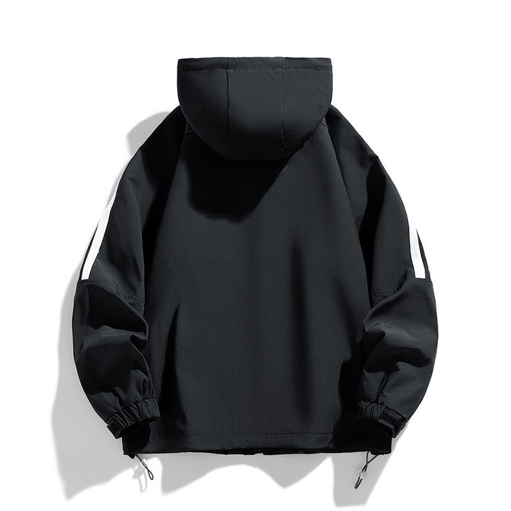 Unisex Sportlich-urbaner Kapuzen-Windbreaker mit Kontraststreifen Drune
