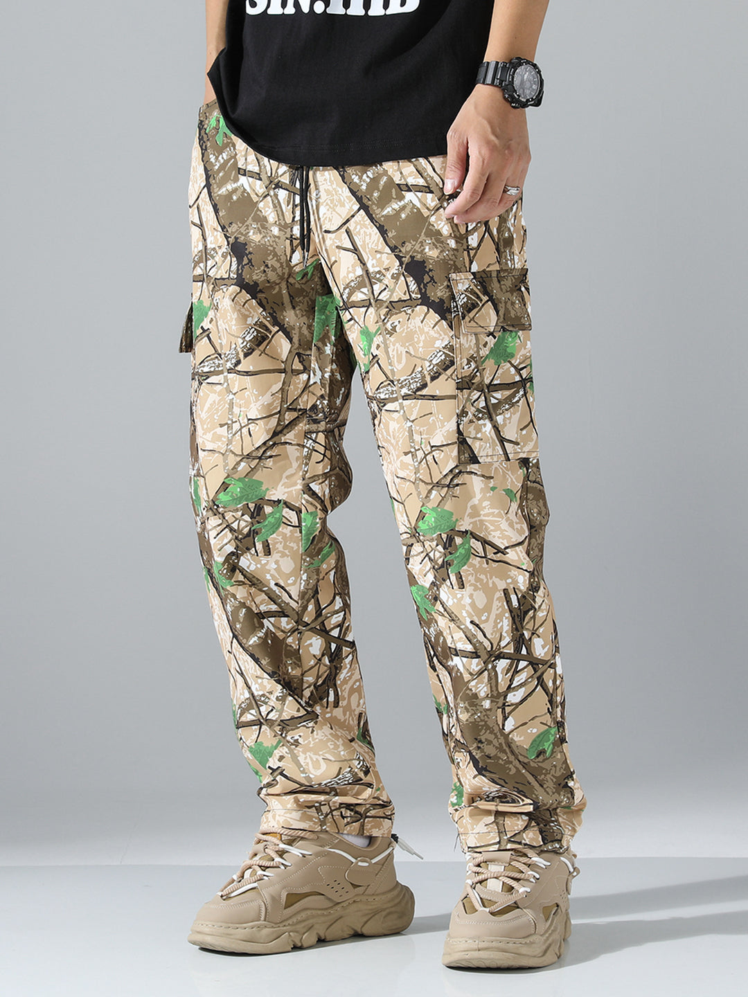 Herren Tapered Cargo-Jogginghose mit Multifachtaschen, Tunnelzug & Utility-Details Drune