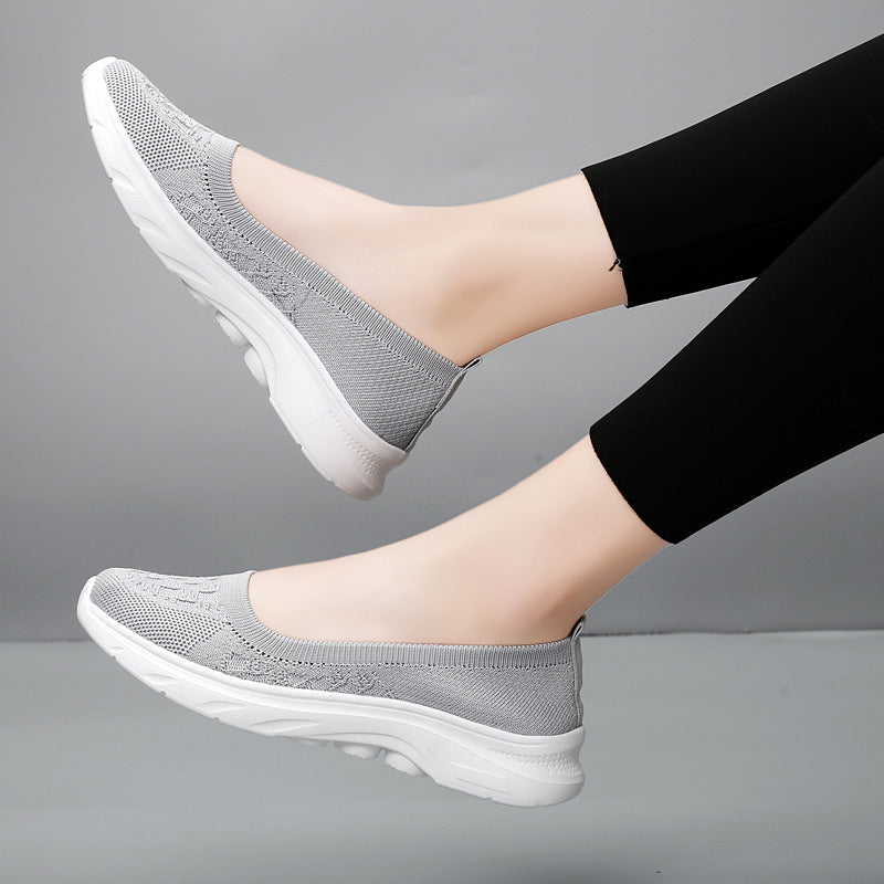 Damen nan Hybrid-Ballerina-Sneaker mit nahtlosem Strickobermaterial, ergonomischem Komfortfußbett und griffiger Laufsohle Drune