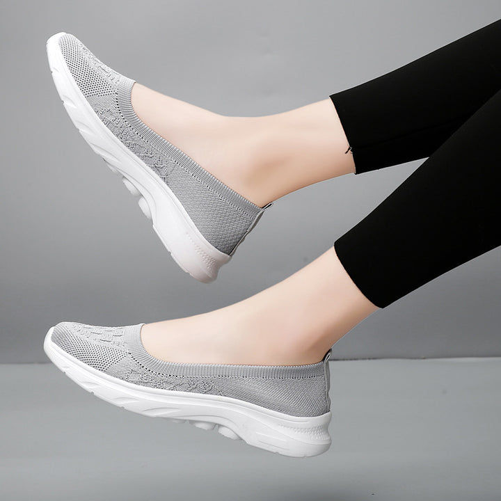 Damen nan Hybrid-Ballerina-Sneaker mit nahtlosem Strickobermaterial, ergonomischem Komfortfußbett und griffiger Laufsohle Drune