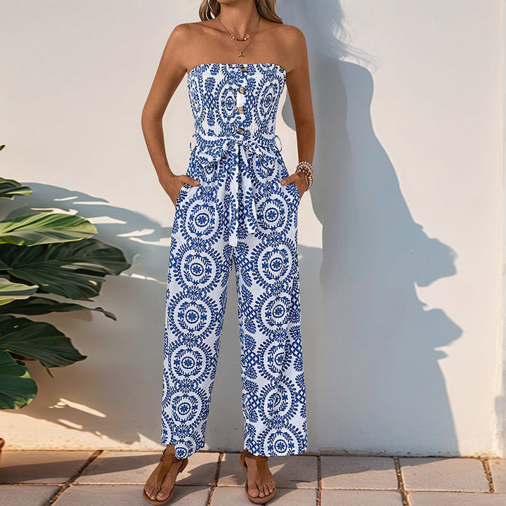 Damen Jumpsuit mit trendigem bandeau Design und praktischen Taschen Drune