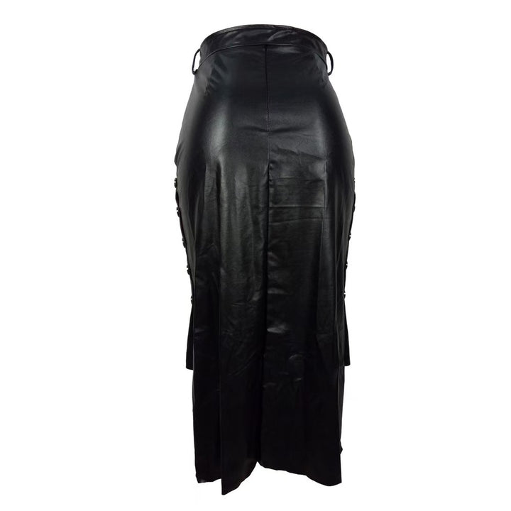 Damen Eleganter Kunstleder Bleistiftrock Drune