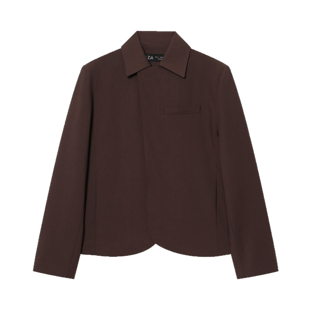 Damen Kurzer taillierter Blazer mit verdeckter Knopfleiste und geschwungenem Saum Drune