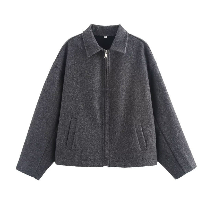 Damen Oversized Fleecejacke mit Reißverschluss und Hemdkragen Drune