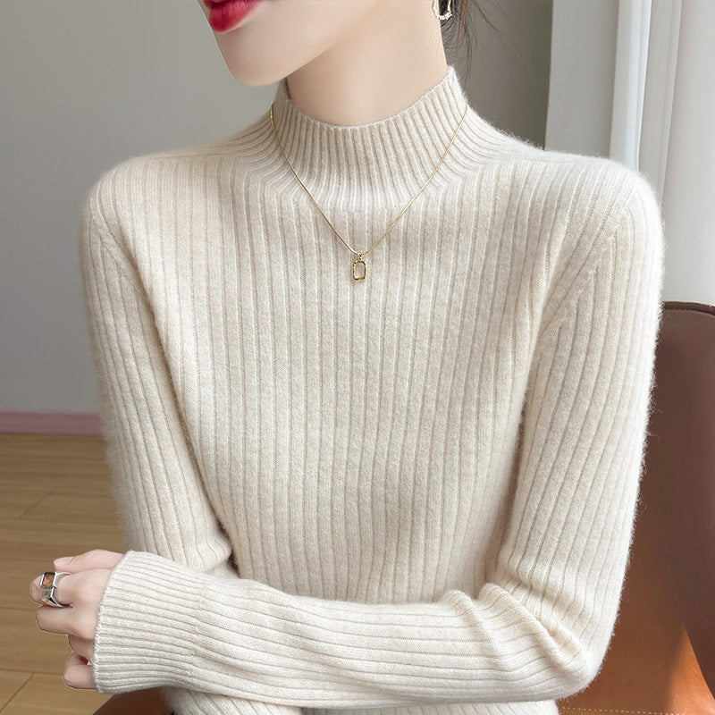 Damen Schmaler Rippenstrick-Mockneck mit extraweicher Kaschmir-Optik Drune