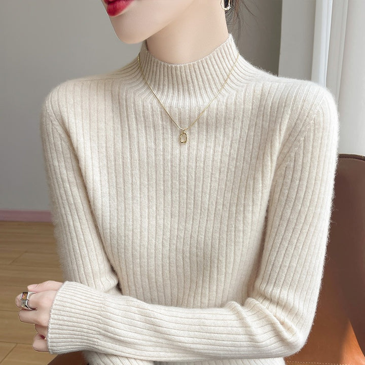 Damen Schmaler Rippenstrick-Mockneck mit extraweicher Kaschmir-Optik Drune