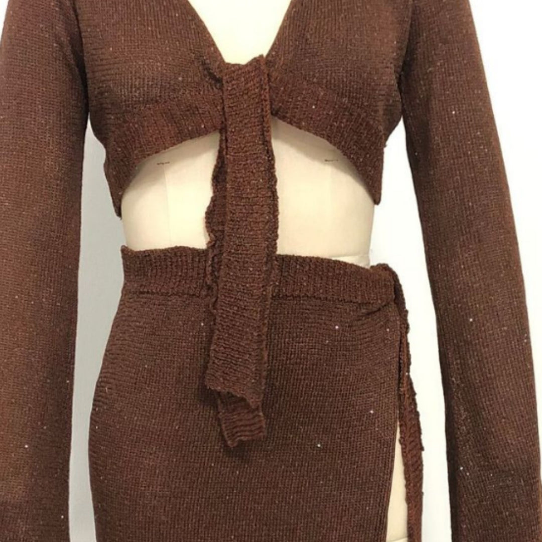 Damen Zweiteiler Strickensemble mit raffiniertem Schnitt Drune