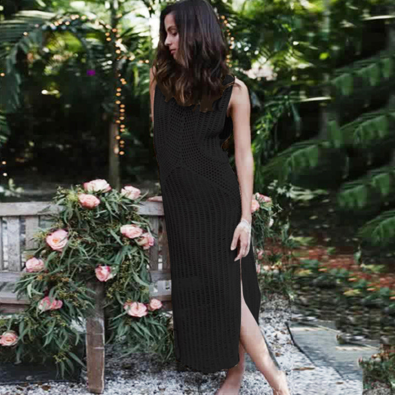 Damen gehäkeltes Maxikleid mit raffiniertem Schnitt Drune