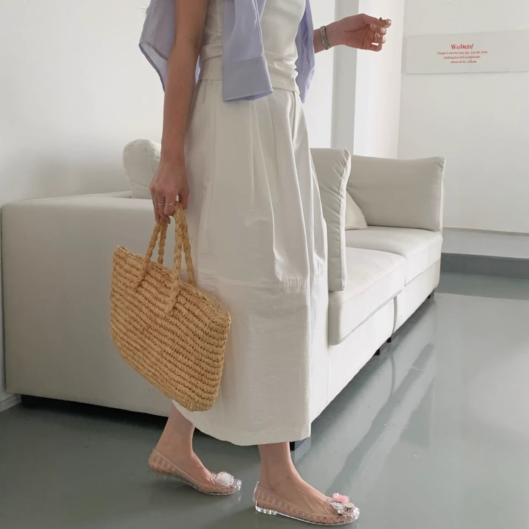 Damen Eleganter Midirock mit Falten Drune