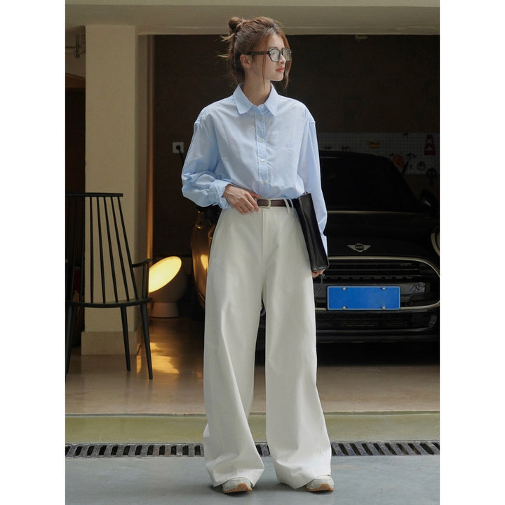 Damen Hochtaillierte Bundfaltenhose mit extra weitem Bein und Eingrifftaschen Drune