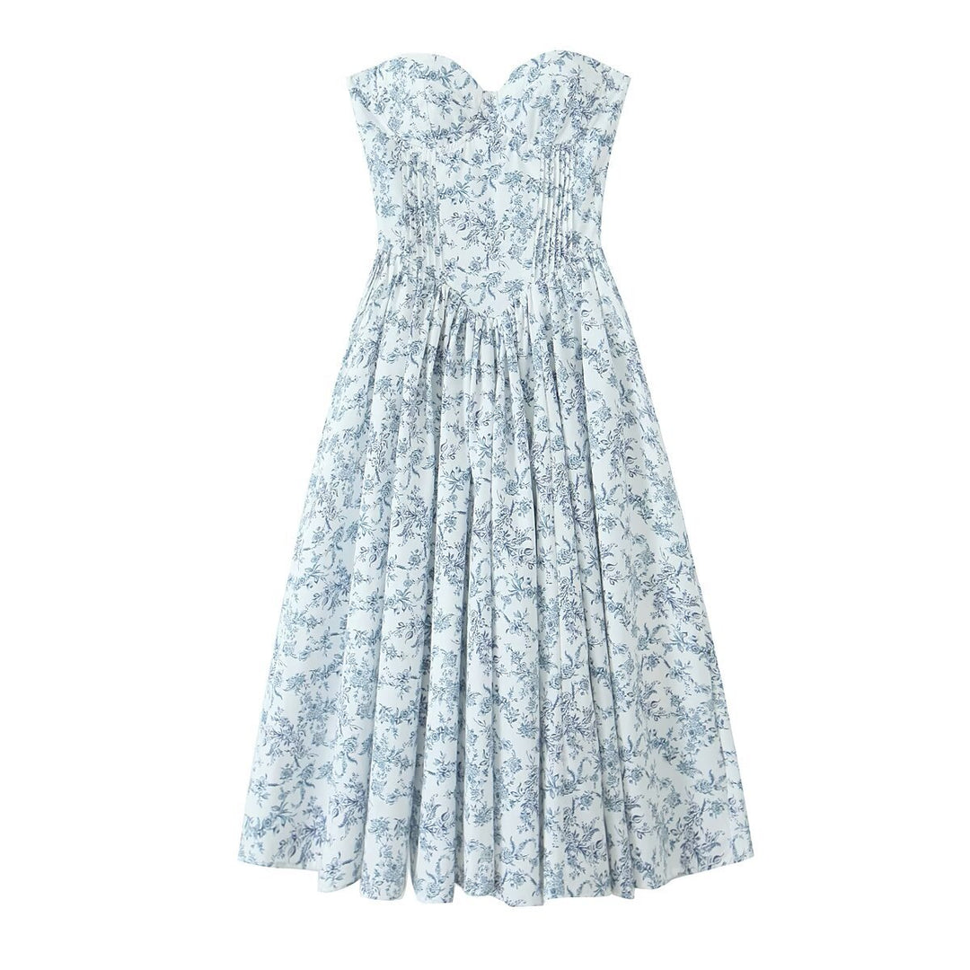 Damen Ballkleid mit herzförmigem Ausschnitt und floralem Print Drune