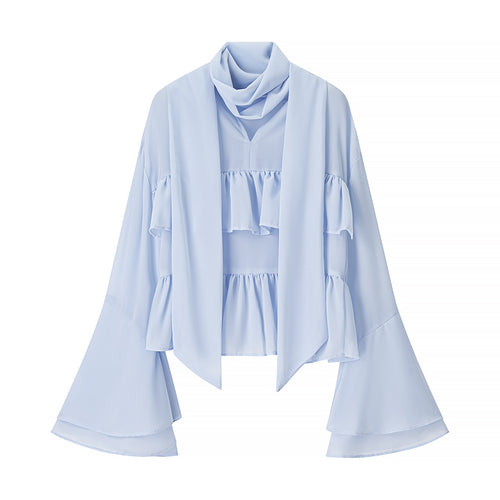 Damen elegante leichte Bluse mit Rüschenelementen Drune