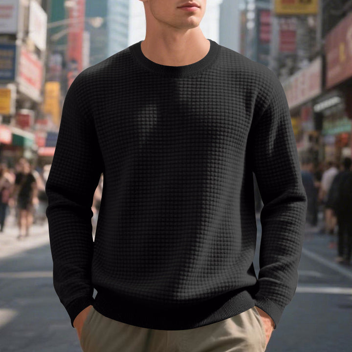 Herren nan strukturierter Strickpullover mit Waffelstruktur und Rundhalsausschnitt Drune