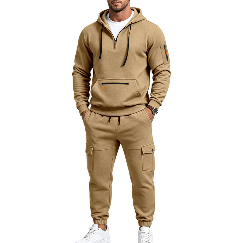 Herren Kapuzen-Sweatset mit Halbzip, Cargo-Jogger und Utility-Taschen Drune