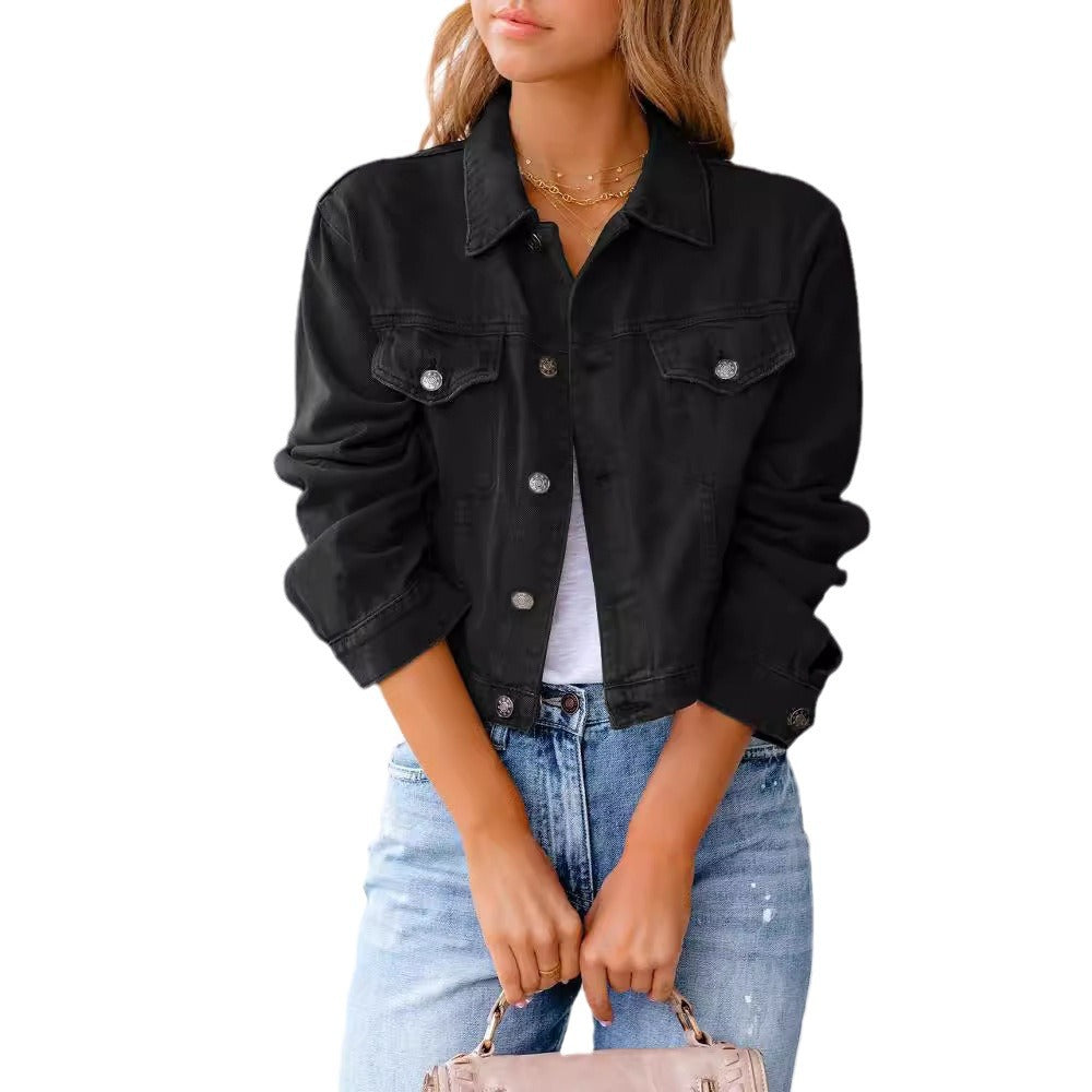Damen Kurze Denimjacke mit modischem Schnitt Drune