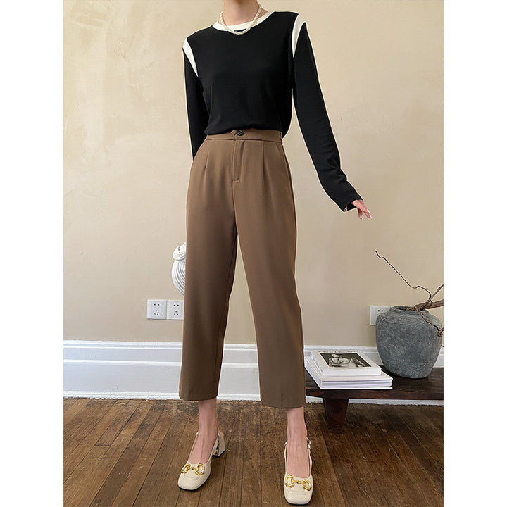 Damen elegantes Cropped-Hosenmodell mit hohem Bund und edlen Falten Drune