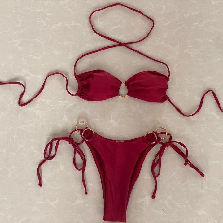 Damen Bandeau-Bikini mit goldenen Akzenten Drune