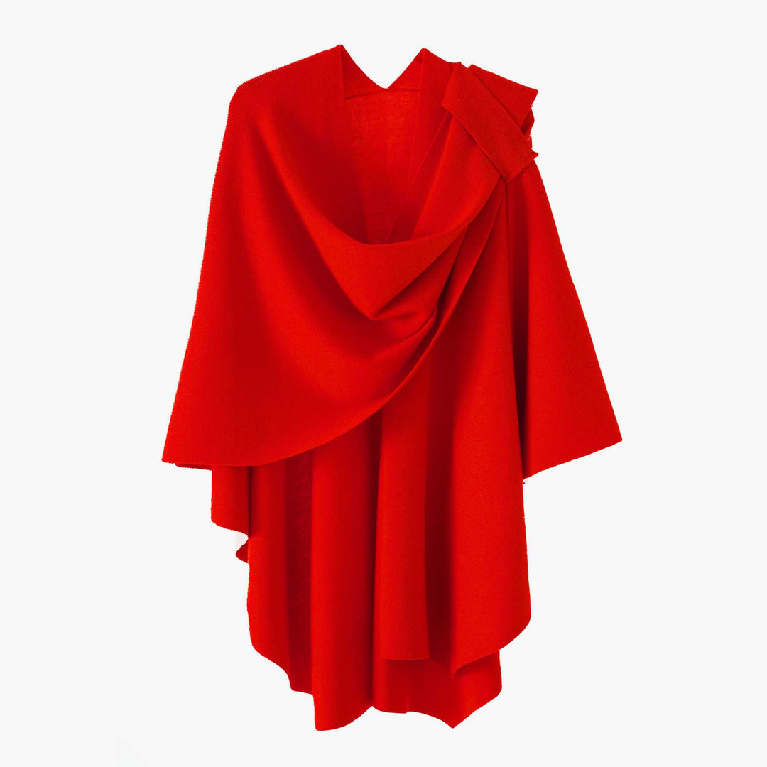 Damen Kapuzenponcho aus Feinstrick mit asymmetrischem Saum Drune