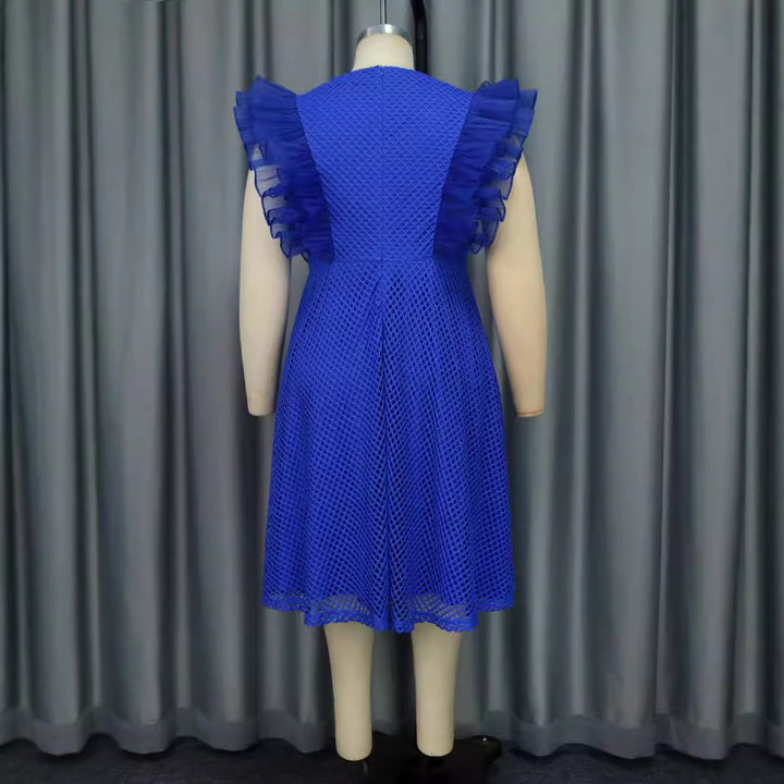 Damen Trendiges Kleid mit Rüschenschulter Drune