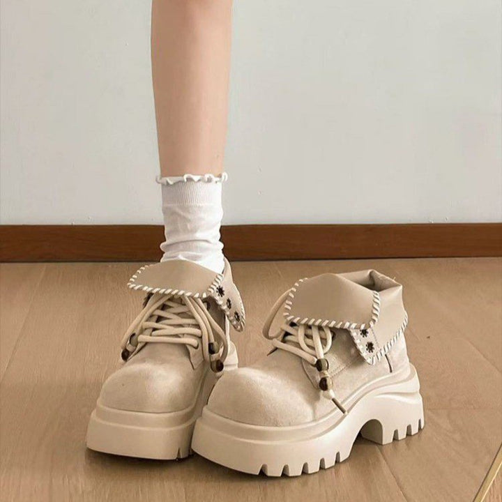 Damen Chunky Schnürboots mit modischem Einsatz Drune